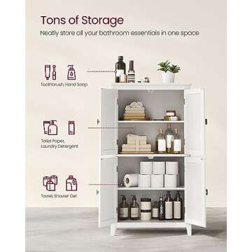VASAGLE Stylish Bathroom Storage Cabinet with Adjustable Shelves
