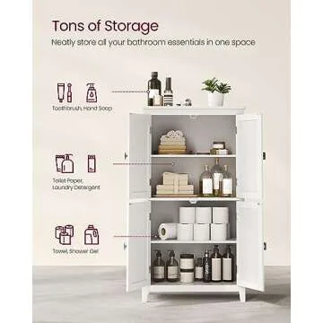 VASAGLE Stylish Bathroom Storage Cabinet with Adjustable Shelves