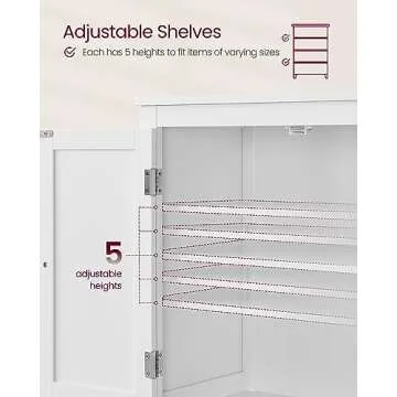 VASAGLE Stylish Bathroom Storage Cabinet with Adjustable Shelves