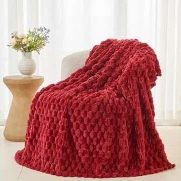 NEWCOSPLAY Super Soft Throw Blanket Red Premium Silky Flannel Fleece 3D Clouds Stylish Jacquard Lightweight Bed Blanket All Season Use 350GSM (Red, Throw(50"x60"))