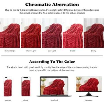 NEWCOSPLAY Super Soft Throw Blanket Red Premium Silky Flannel Fleece 3D Clouds Stylish Jacquard Lightweight Bed Blanket All Season Use 350GSM (Red, Throw(50"x60"))
