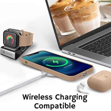 IceSword iPhone 13 Pro Max Case Milk Tea(2021), Liquid Silicone Slim Protective Shockproof Phone Case Cover,Soft Anti-Scratch Microfiber Lining,Matte Light Brown Beige Warm Tan 6.7inch 13PM - Milk Tea