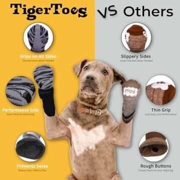 DOK TigerToes Non-Slip Dog Socks - Ideal for Hard Floors