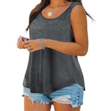 Plus Size Tank Tops for Women Summer Sleeveless Scoop Neck T-Shirts Tops Casual Tees Tunics Shirts