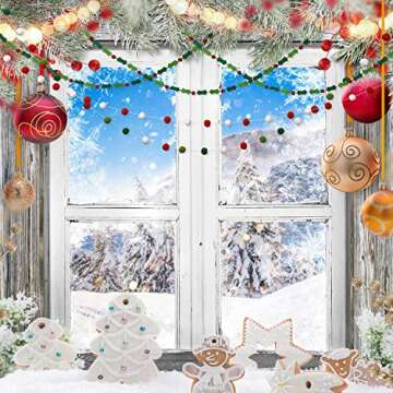 Felt Ball and Pom Pom Garland Banner for Holiday Decor