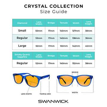 Swanwick Blue Light Blocking Glasses for Women, Men. Sleep Aid. Anti Eyestrain Headache for Computer, Gaming, TV, Phone Screen, UV Glare. Crystal Night Swannies (Regular, Sapphire)
