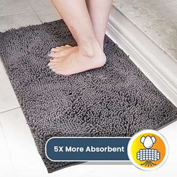 Muddy Mat® Shown on TV – Super Absorbent Microfiber Dog Door Mat for Muddy Paws, Non-Slip Washable Pet Rug, Quick Dry Chenille Entryway Carpet, Machine Washable Indoor Outdoor mat, Grey 30"x19"