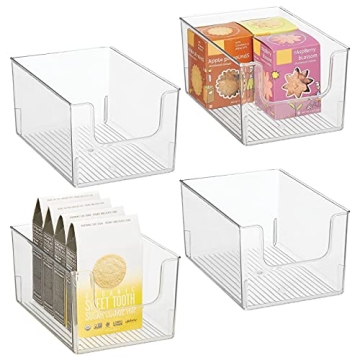 mDesign Modern Deep Plastic Open Front Dip Storage Organizer Bin Basket for Kitchen Organization - S...