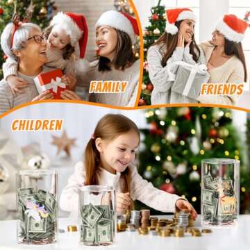 NIUBEE Clear Piggy Bank for Adults Kids, Acrylic Piggy Bank for Boys Girls to Saving Money Jar Cash Coin, Must Break to Open, Perfect Size 8" H x 5" Diameter(Medium)