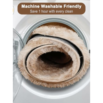 ONASAR Tie-Dye Beige Round Rug for Kids & Living Room