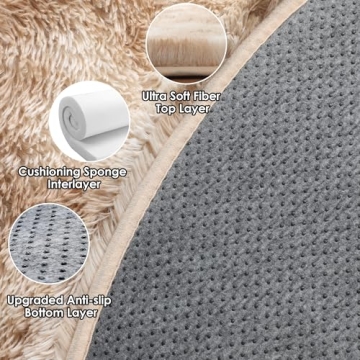 ONASAR Tie-Dye Beige Round Rug for Kids & Living Room