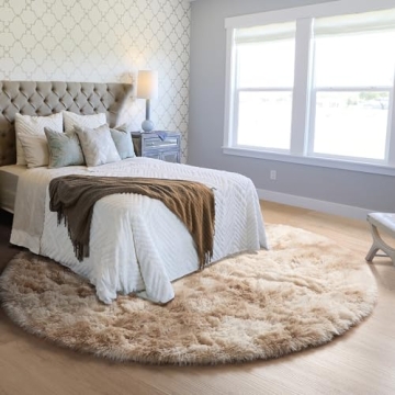 ONASAR Tie-Dye Beige Round Rug for Kids & Living Room