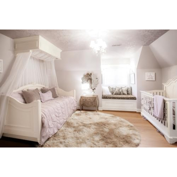 ONASAR Tie-Dye Beige Round Rug for Kids & Living Room