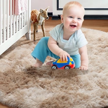 ONASAR Tie-Dye Beige Round Rug for Kids & Living Room