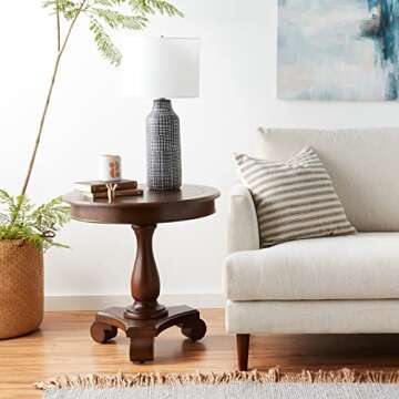 Roundhill Furniture Rene Round Wood Pedestal Side Table - 26" Espresso