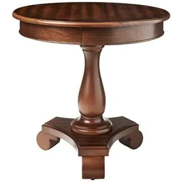 Roundhill Furniture Rene Round Wood Pedestal Side Table