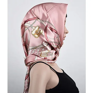 Corciova 35 x 35 Women Silk Hair Scarf - Pale Pink Elegance