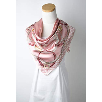 Corciova 35 x 35 Women Silk Hair Scarf - Pale Pink Elegance