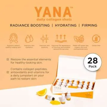 IMAGE Skincare, YANA Liquid Collagen Shots, 2500 mg Hydrolyzed Bovine Collagen Peptide Supplement wi...