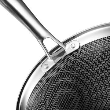 HexClad 7 Piece Hybrid Stainless Steel Cookware Set - 6 Pc Pan Set with Lids and 10 Inch Wok, Stay Cool Handle, Dishwasher and Oven Safe, Non-Stick