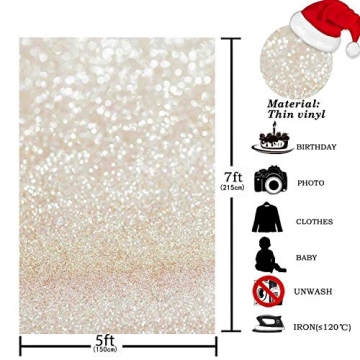 Funnytree Ivory Gold Bokeh 5X7ft Photography Backdrop