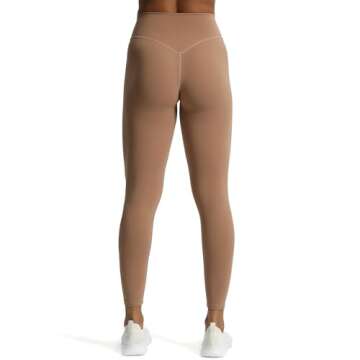 Aoxjox High Waisted Workout Leggings for Women Tummy Control Buttery Soft Yoga Metamorph Deep V Pants 26" (Brownie, Small)