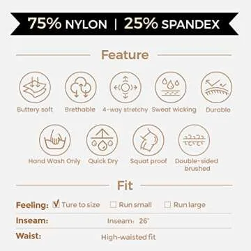 Aoxjox High Waisted Workout Leggings for Women Tummy Control Buttery Soft Yoga Metamorph Deep V Pants 26" (Brownie, Small)