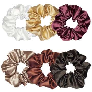 6 Pcs Satin Silk Hair Scrunchies Soft Hair Ties Fashion Hair Bands Hair Bow Ropes Hair Elastic Ponyt...
