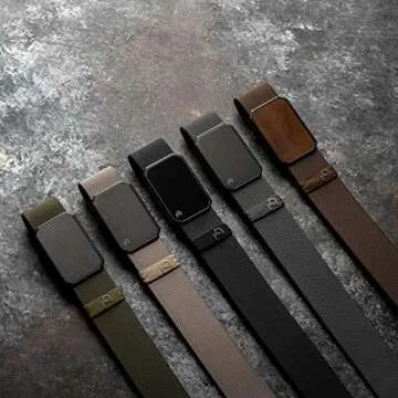 Groove Life Groove Belt Walnut/Brown - Men's Stretch Nylon Belt with Magnetic Aluminum Buckle, Lifetime Coverage - Medium (33-36")