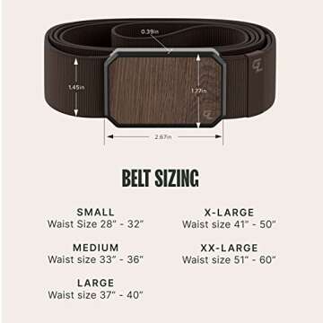 Groove Life Groove Belt Walnut/Brown - Men's Stretch Nylon Belt with Magnetic Aluminum Buckle, Lifetime Coverage - Medium (33-36")