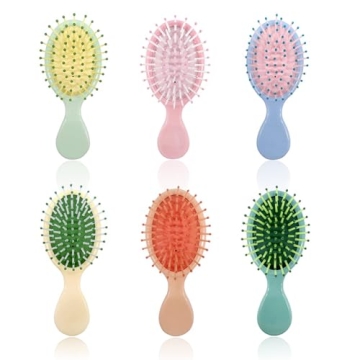 6 Pieces Mini Wet Hair Brush Set - Travel Detangling Brush, All Hair Types