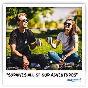 Stainless Steel Coffee Mug with Lid, Set of 2 – Premium Double Wall Insulated Travel Mugs – Shatterproof, BPA Free Spill Resistant Lids, Dishwasher Safe, Comfortable Handle Cups for Tea, Beer, 13.5oz