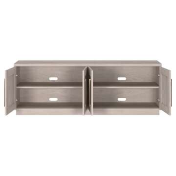 Henn&Hart Rectangular TV Stand for TV's up to 75" in Alder White, for Home, Living Room, Bedroom, Entertainment Room, Office