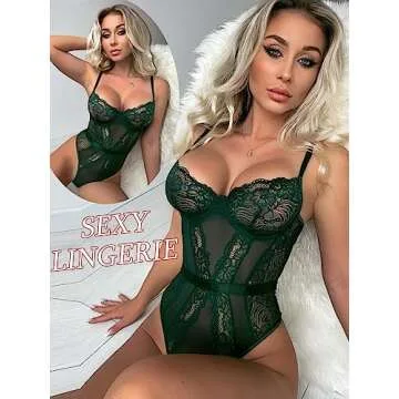 Avidlove Womens Snap Crotch Lingerie Lace Teddy One Piece Babydoll Mini Bodysuit