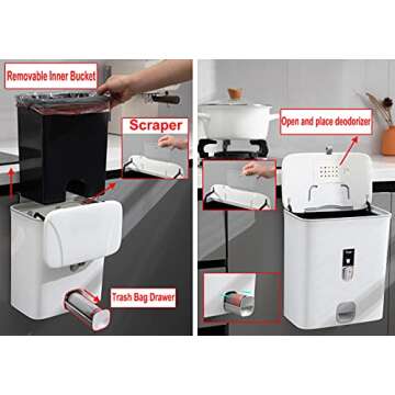 Sooyee Kitchen Trash Can with Lid,2.4 Gallon Small Hanging or Standing Plastic Compost Bin for Bathr...