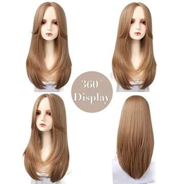 Aomuco Long Blonde Wig with Bangs for Women