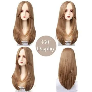 Aomuco Long Blonde Wig with Bangs for Women