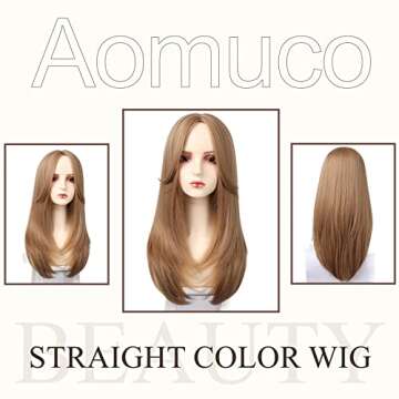 Aomuco Long Blonde Wig with Bangs for Women