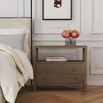 East at Main Indigo Road by Egypt Sherrod Gemma 2 Drawer Large Nightstand Solid Bayur Wood Bedside T...