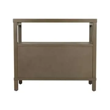 East at Main Indigo Road by Egypt Sherrod Gemma 2 Drawer Large Nightstand Solid Bayur Wood Bedside Table with Open Shelf, Available in Black or Warm Brown W: 34" | D: 15" | H: 29.5" (Brown)