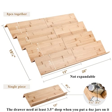 Mulush Bamboo Spice Rack Tray for Organized Kitchen Cabinets