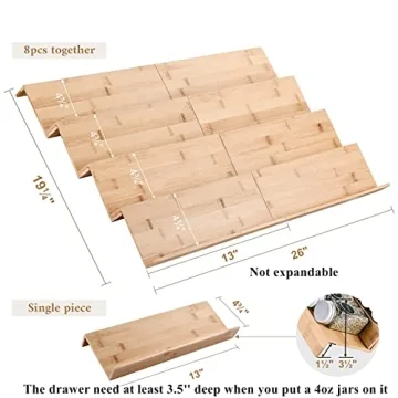 Mulush Bamboo Spice Rack Tray for Organized Kitchen Cabinets