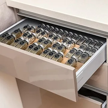 Mulush Bamboo Spice Rack Tray for Organized Kitchen Cabinets