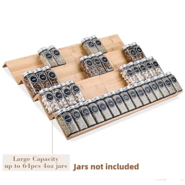 Mulush Bamboo Spice Rack Tray for Organized Kitchen Cabinets