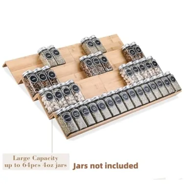 Mulush Bamboo Spice Rack Tray for Organized Kitchen Cabinets