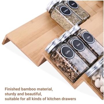Mulush Bamboo Spice Rack Tray for Organized Kitchen Cabinets