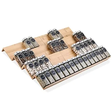 Mulush Bamboo Spice Rack Tray for Organized Kitchen Cabinets