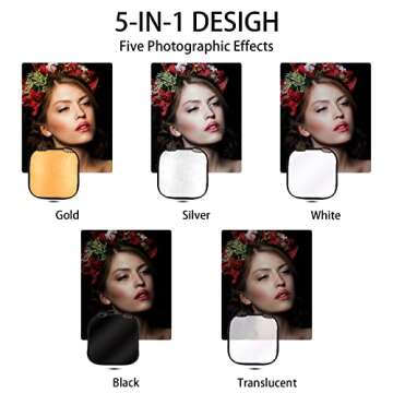 Selens 32 Inch Photography Reflector - 5 in 1 Portable Lighting