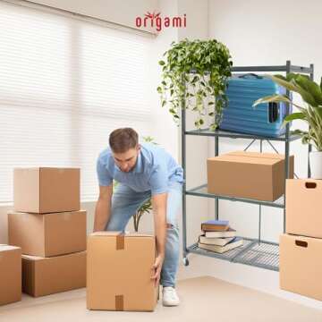 Origami 4 Tier Folding Shelves, Storage Shelving Rack Unit with Wheels, Gray