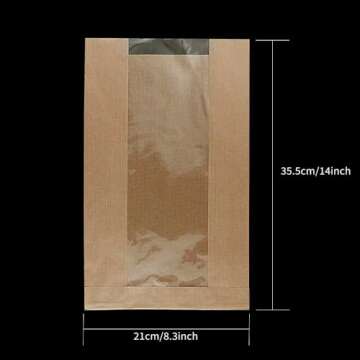Newbested 30 Pack Kraft Paper Bread Loaf Bags with Clear Window for Treats